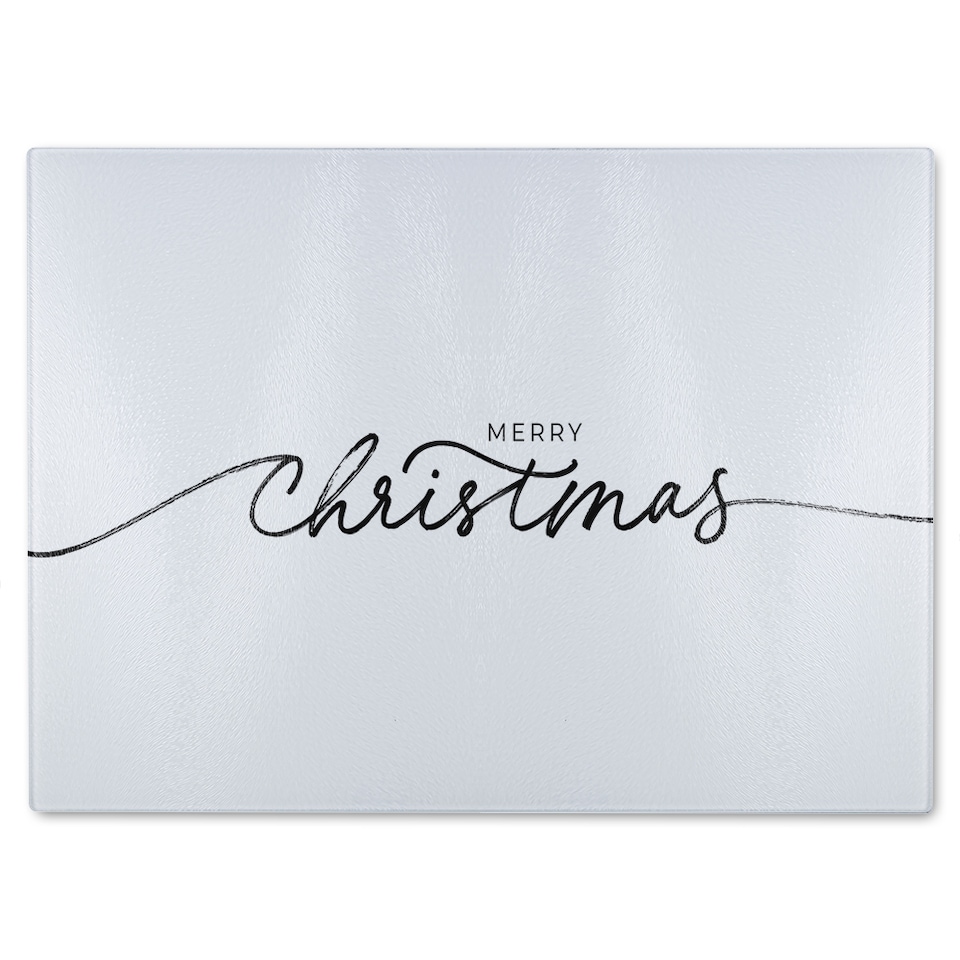 image 1 of Merry Christmas Hand Drawn Lettering Dining Glass Chopping Board | Multi