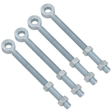 Swing Gate Long Eye Bolts Hinge + Nuts Adjustable Zinc Plated 16 x 150mm 4pc Silver