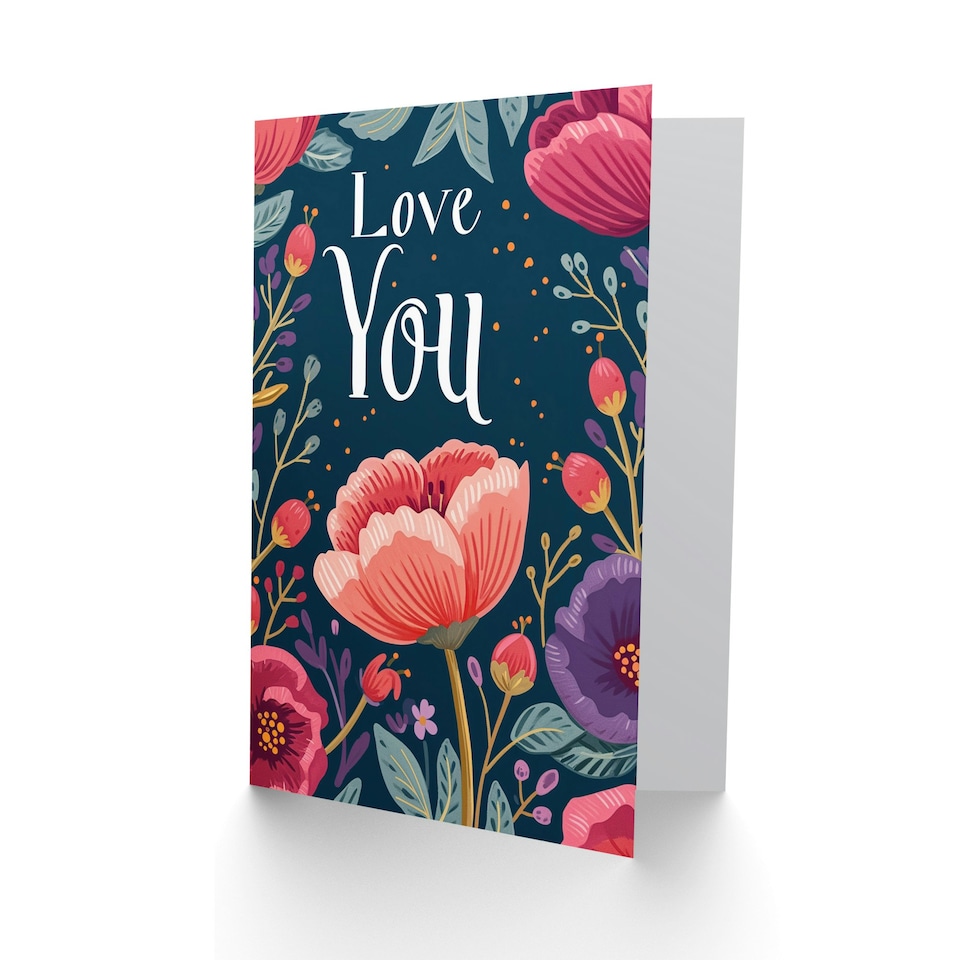 image 1 of Love You Floral Pattern Anniversary Valentines Her Wife Card