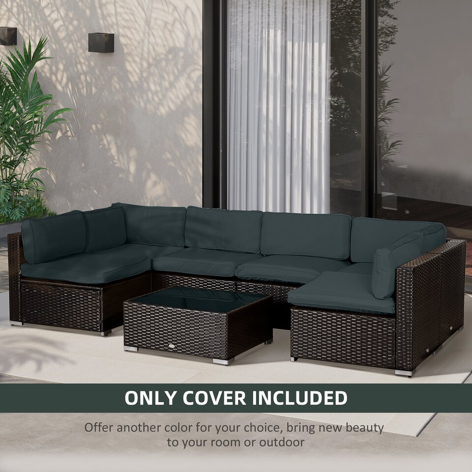image 1 of Outsunny Garden Rattan Sofa Set Polyester Cover Replacement No Cushion | Grey | Grey | 4