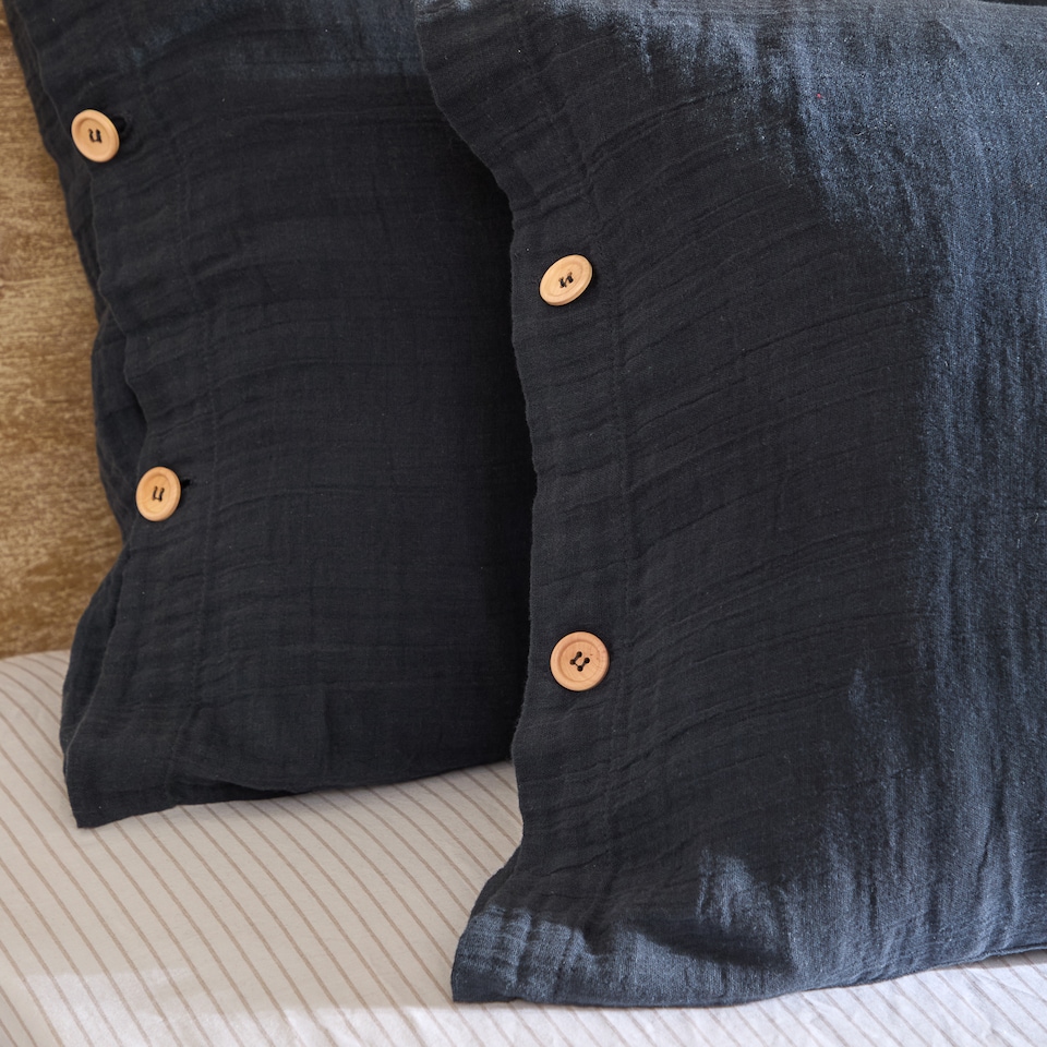 image 1 of Yard Lark Muslin Cotton Duvet Cover Set | Cream | Natural | Double