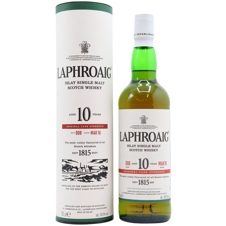 Laphroaig Cask Strength Batch 008 Islay Single Malt Scotch 10 year old Whisky
