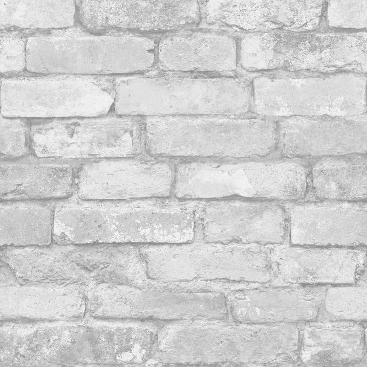 Windsor Brick Wallpaper - White/Silver - 32.8ft x 20.5in White