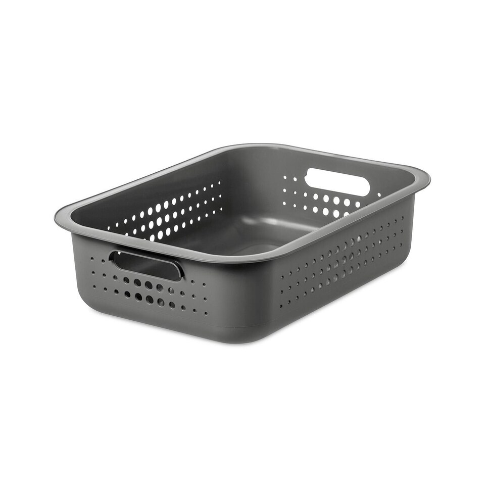 image 1 of SmartStore Basket Recycled Storage Box With Plastic Lid, White or Charcoal | Black | 6L