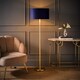 image 3 of ValueLights Charlie Gold Floor Lamp Navy Velvet Gold Inner Shade | Blue