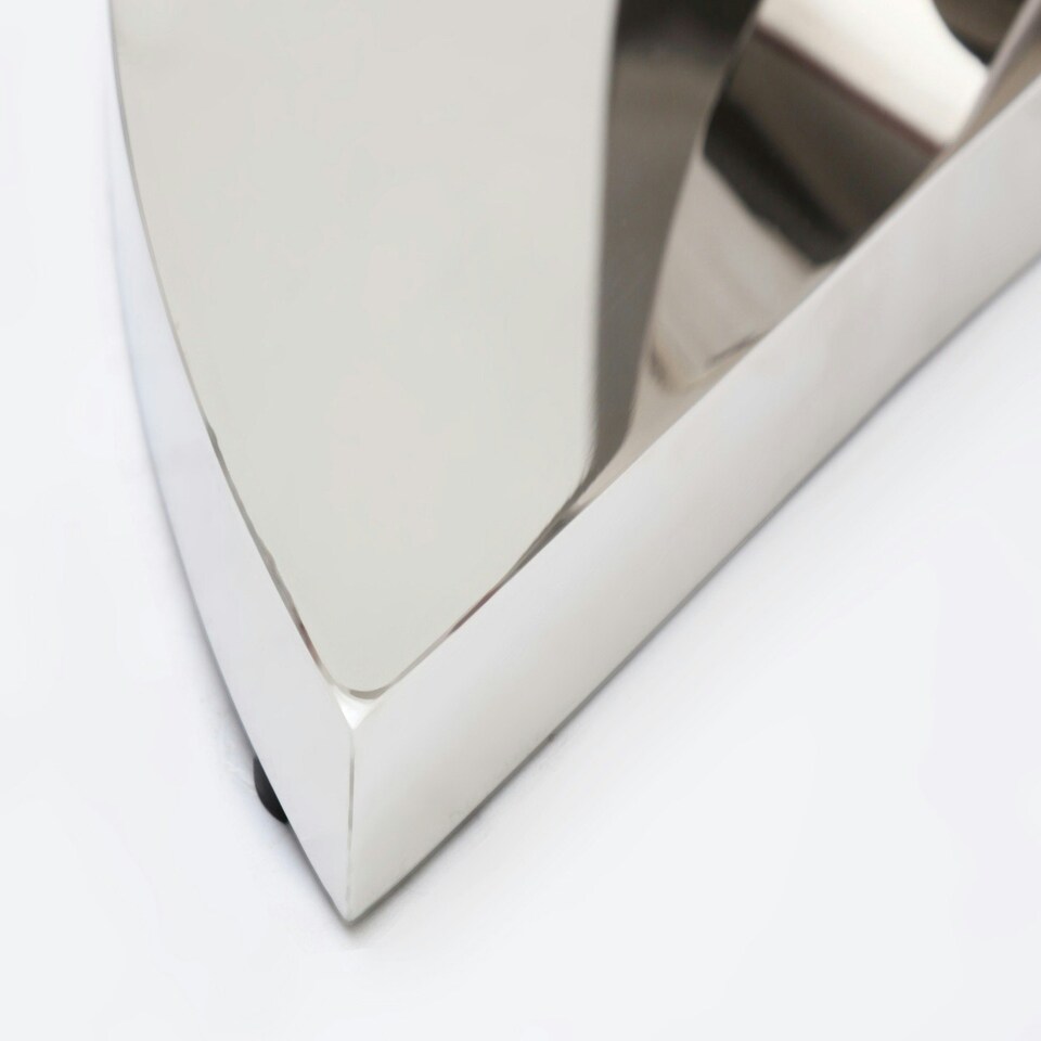image 1 of Naples Semi Circle Glass Console Table Silver | Clear