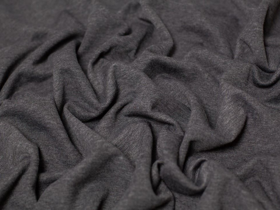 Minerva Core Range Grey Melange Polycotton Fleece Back Sweatshirt Stretch Knit Fabric for Dressmaking, 150cm / 59" Wide - per metre