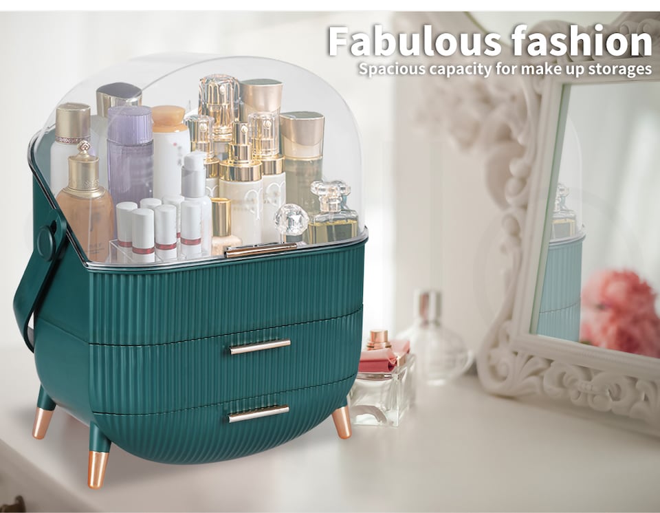 image 1 of ilus Makeup Organizer Case Drawer Portable Cosmetic Jewellery Storage Box