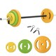 image 1 of HOMCOM 20kg Weights Barbell Set with Non-slip Handle for Strength Training Multi | Orange, Green, Yellow | Standard
