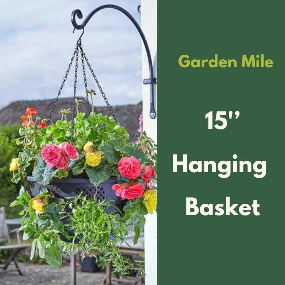 image 1 of Marco Paul Black Plastic Hanging Basket 15" Black