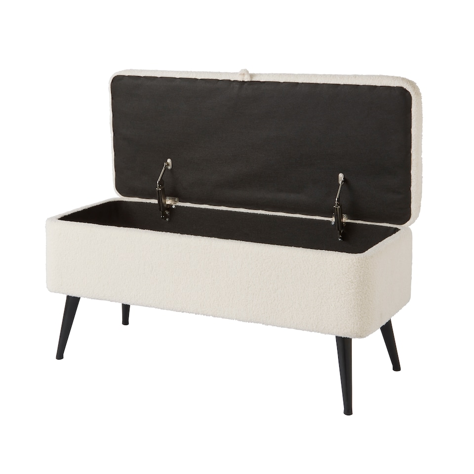 image 1 of Lola Boucle Teddy Ottoman Storage Bench | Cream | Cream