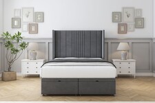 Sloomy Hargrave Armour Coniston Ottoman Bed With Mattress With 54" Wingback Headboard 4'6 Double