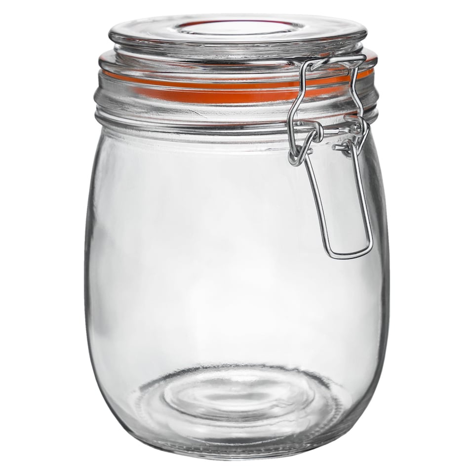 image 1 of Argon Tableware 6x Glass Storage Jar & Heart Labels Set - 750ml - 4 Seals Airtight Kitchen Storage Container Preserving Jar