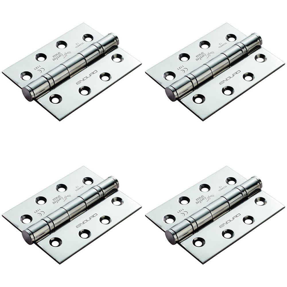 4 PACK - 3 Pack SetGrade 13 Ball Bearing P Hinge - 102 x 76mm Bright Stainless Steel