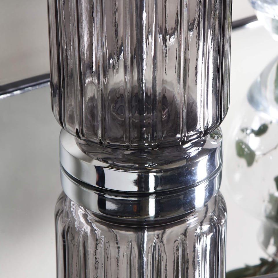 image 1 of Brock Black Smoked Glass Table Lamp