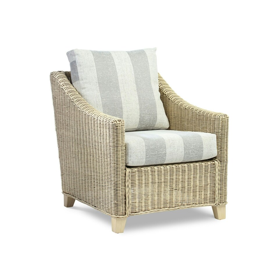 image 1 of Desser Dijon Natural 3 Seater Rattan Sofa Set in Athena Stripe - Conservatory Sofa Suite