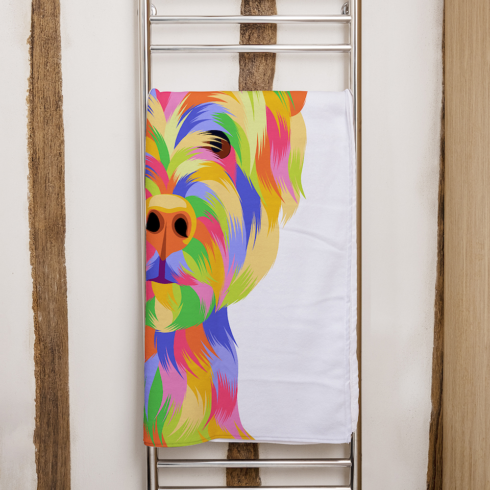 image 1 of Amazing Illustration Dog Designer Bath Towel | Multi