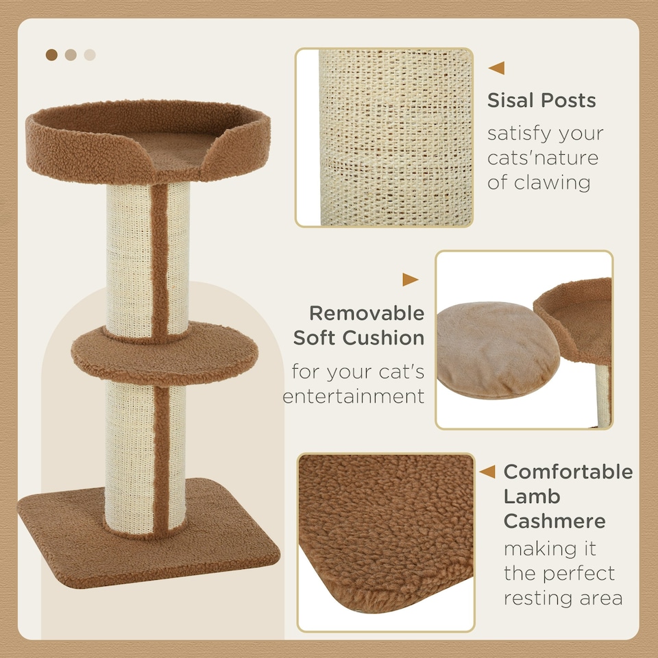 image 1 of PawHut 91cm Scratching Posts Cat Tree Activity Centre for Indoor Cats Brown