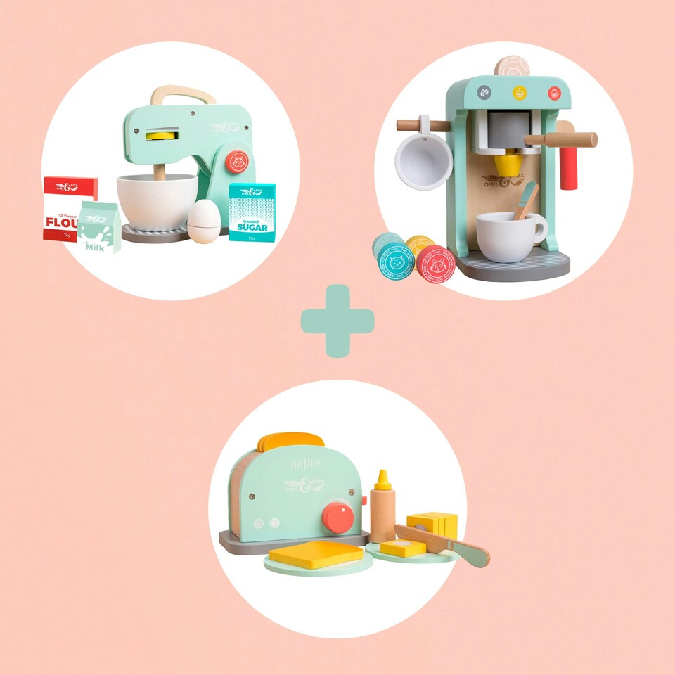 image 1 of Owl & Fox Wooden Baking Set, Toaster Set & Coffee Machine - FSC® certified