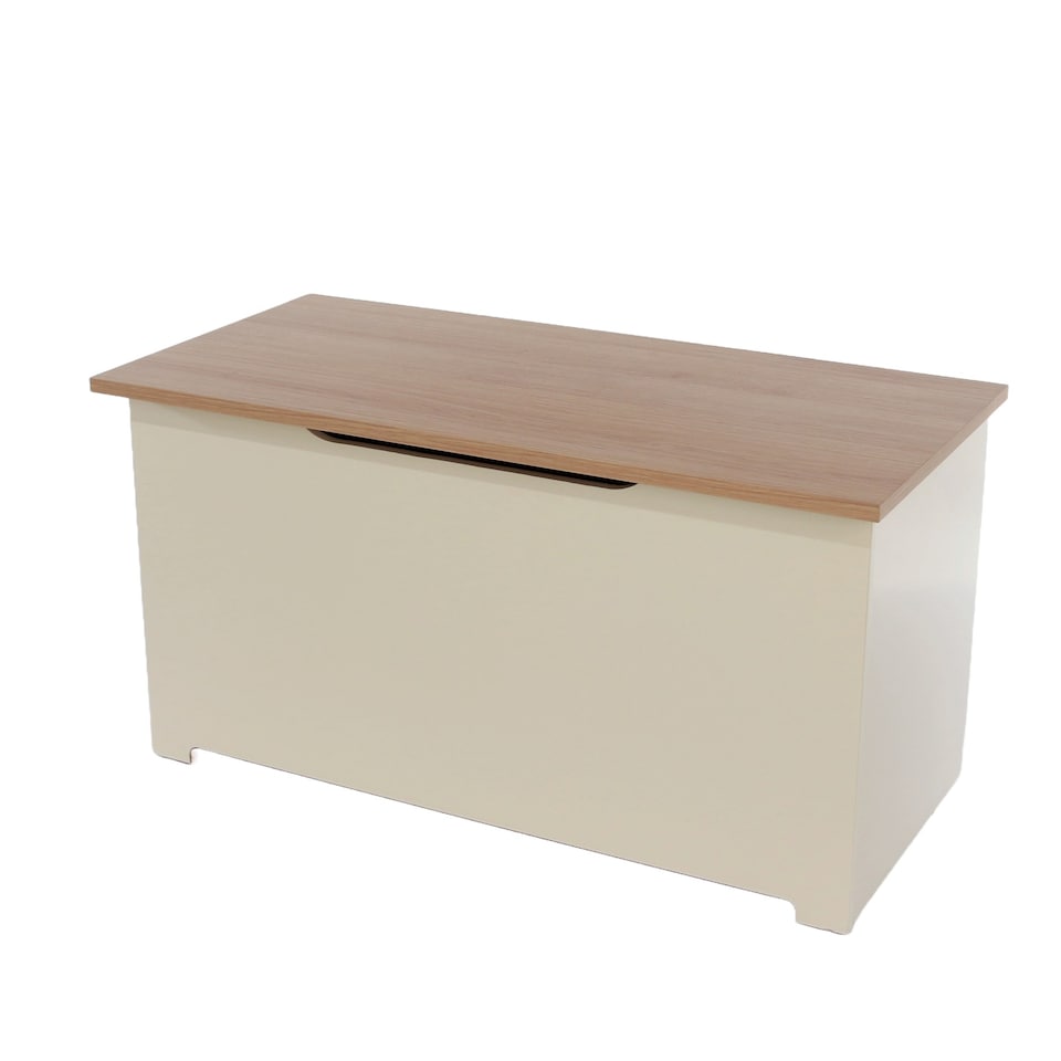 image 1 of Colorado Soft White Ottoman with Oak Veneer Lid - Storage Trunk for Living Room, Bedroom, or Hallway | White | Soft White | One Size | 1