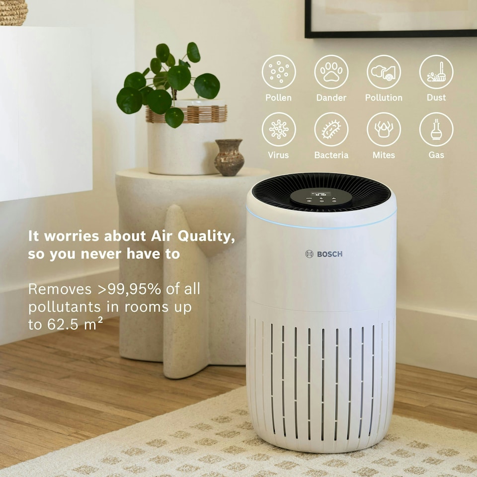 image 1 of Bosch Air 4000 Air Purifier for up to 62.5 m² - Removes efficiently Dirt with HEPA Filter, Smart Sensor, Quiet Mode - Suitable for Allergy Sufferers