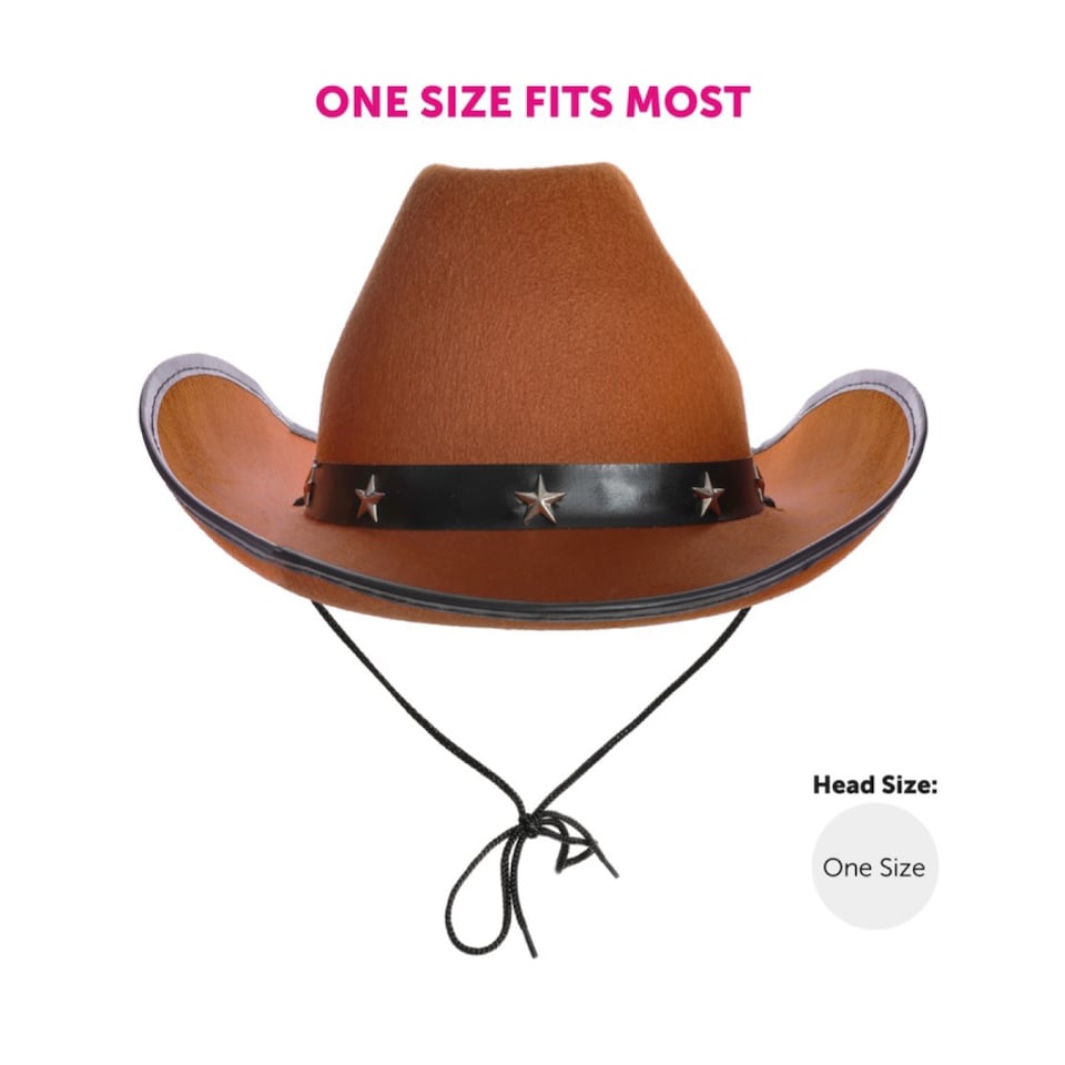 image 1 of Brown Studded Cowboy Hat & Red Paisley Bandana | Multi | 1