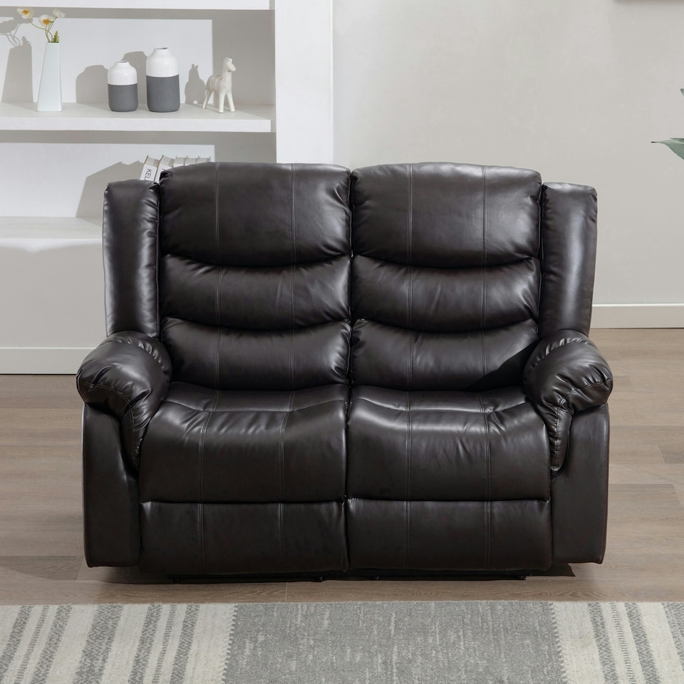 image 1 of Seattle 2 Seater Electric High Back Bonded Leather Recliner Sofa (Brown)
