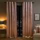 image 1 of OHS Metallic Geo Print Matte Velvet Blackout Eyelet Curtains, 46x54" - Blush Pink