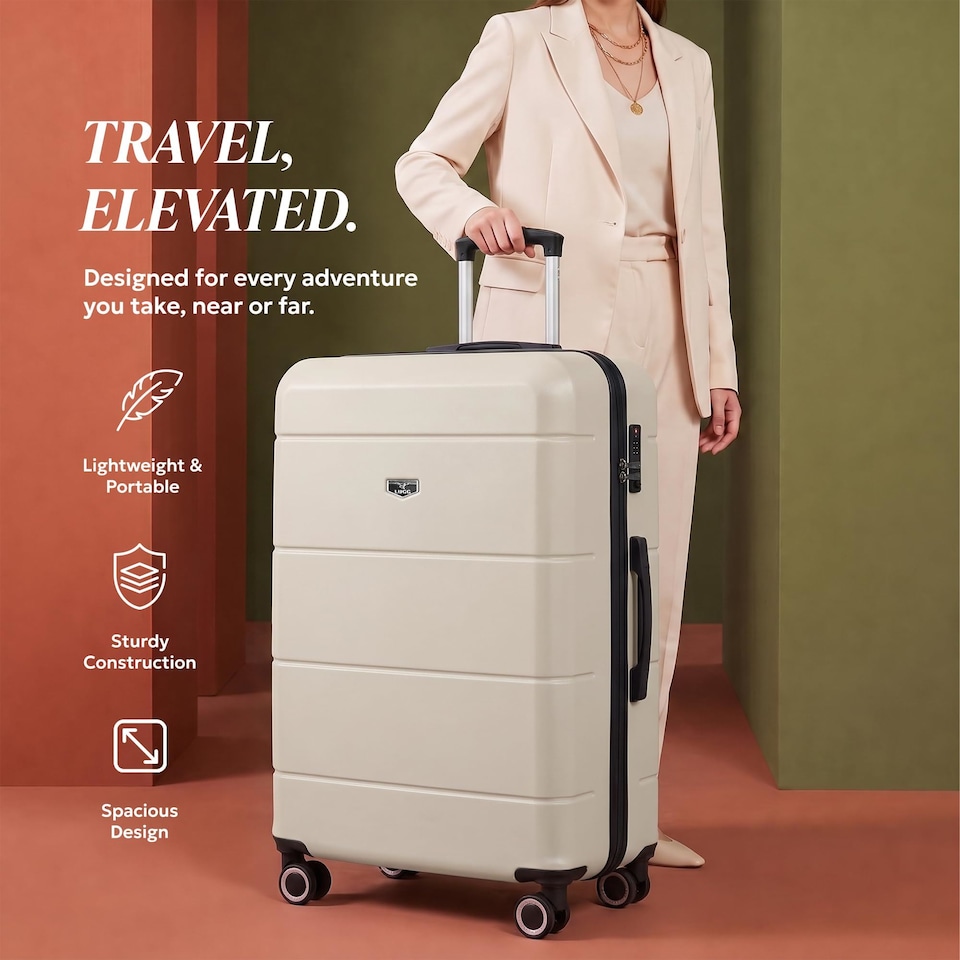 image 1 of Lugg Jetset Lightweight Hard Shell Suitcase ABS 4 Wheels TSA Lock (86x58x31cm)