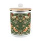image 1 of Strawberry Thief Food Waste Caddy - Metal 2L Green Decorative Kitchen Compost Bin