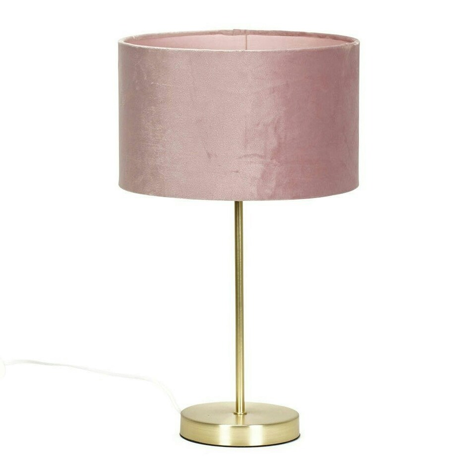 image 1 of ValueLights Charlie Gold Table Lamp Pink Shade & Bulb