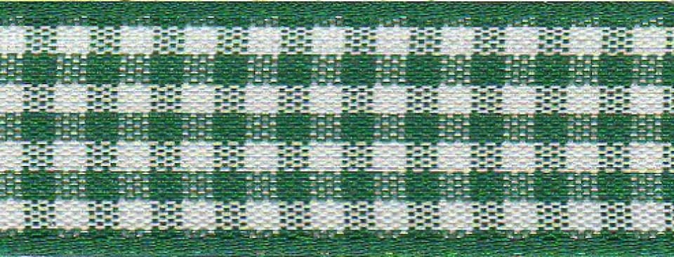 Berisfords 455 Hunter Green 10mm Gingham Ribbon (Value Roll) for Dressmaking - per 20 metre roll