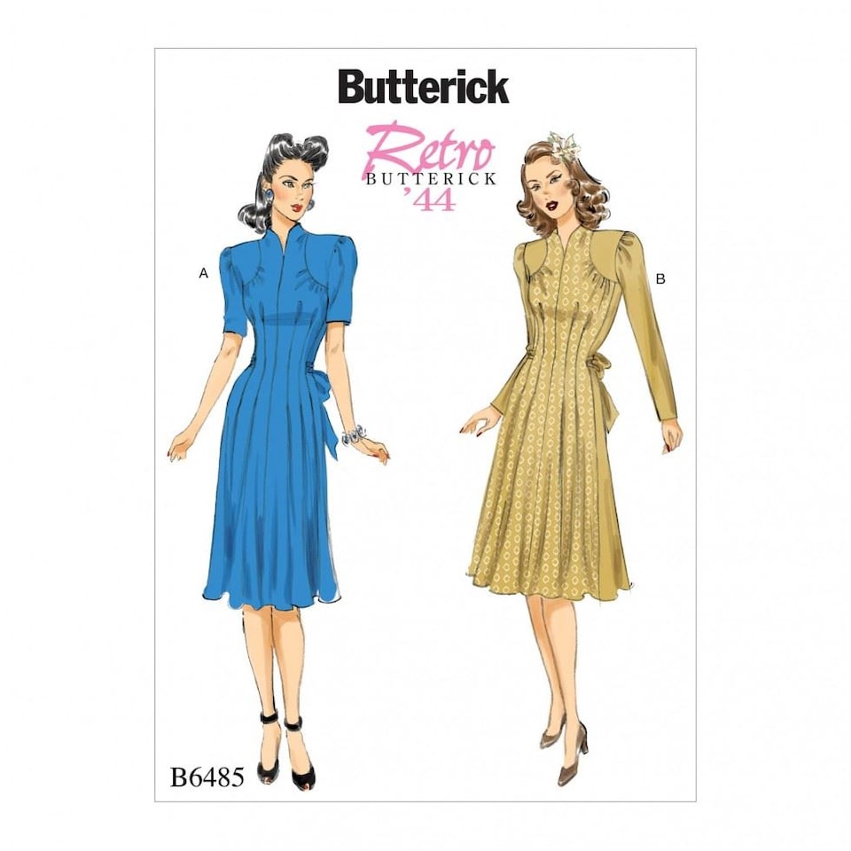 image 1 of Butterick 6485 Paper Sewing Pattern – Women’s Dresses & Vintage Style, Size A5 (6–8–10–12–14), Intermediate