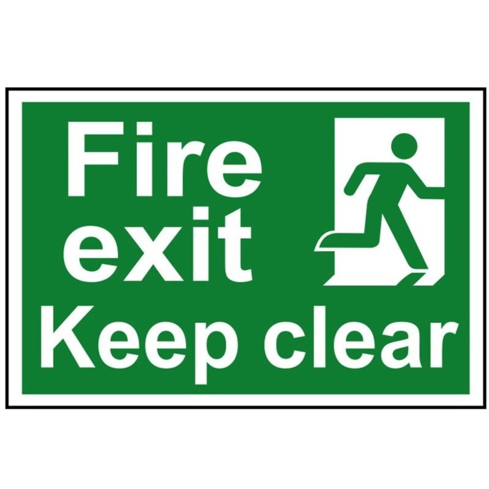 Scan Fire Exit Keep Clear - Pvc Sign 300 X 200mm - Multi Colour - 200 x 300mm