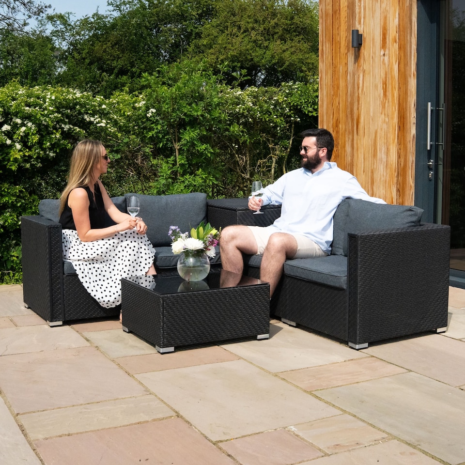 image 1 of Rattan Modular 6 Piece Furniture Set – Black