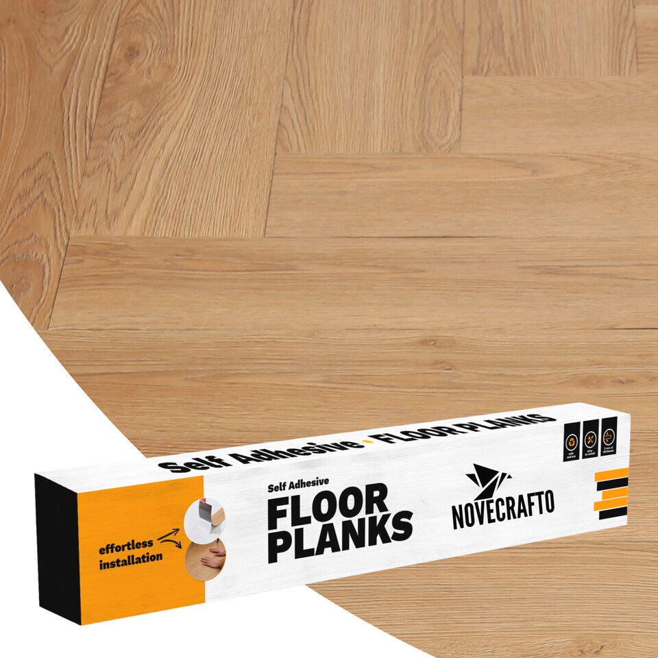 image 1 of Self Adhesive Floor Planks | 5.9x35.9in (91.4x15.2cm) Each | Peel & Stick Vinyl Flooring | Beige Wood Effect | Easy DIY | Stick On Tile Planks | Brown | 4.17 sqm