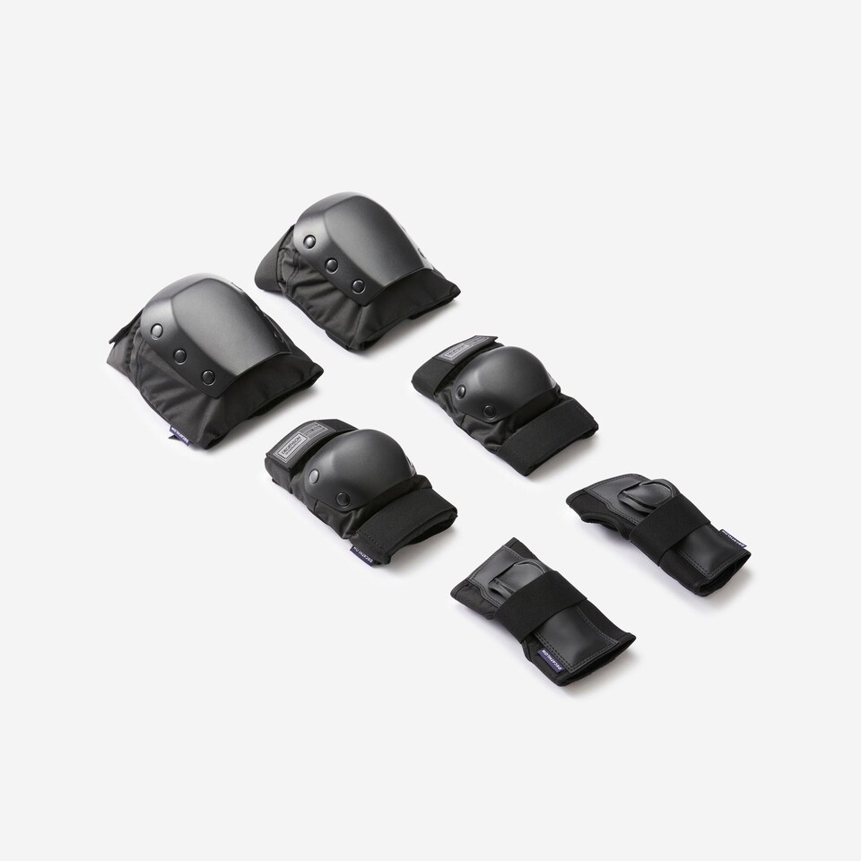 image 1 of Decathlon Adult 3-Piece Skateboarding Protector Set Decathlon Pad500 Black, Size L