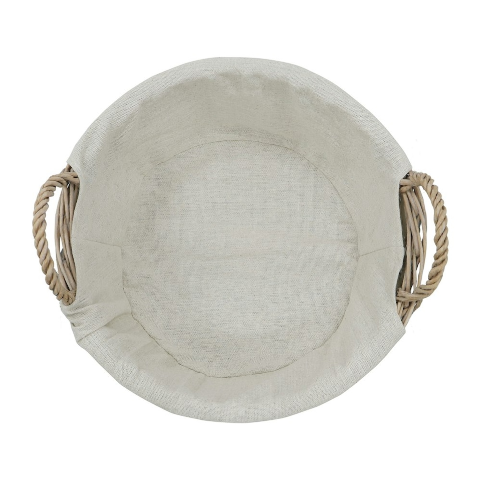 image 1 of JVL Arianna Round Willow Storage Baskets, Grey Wash Grey