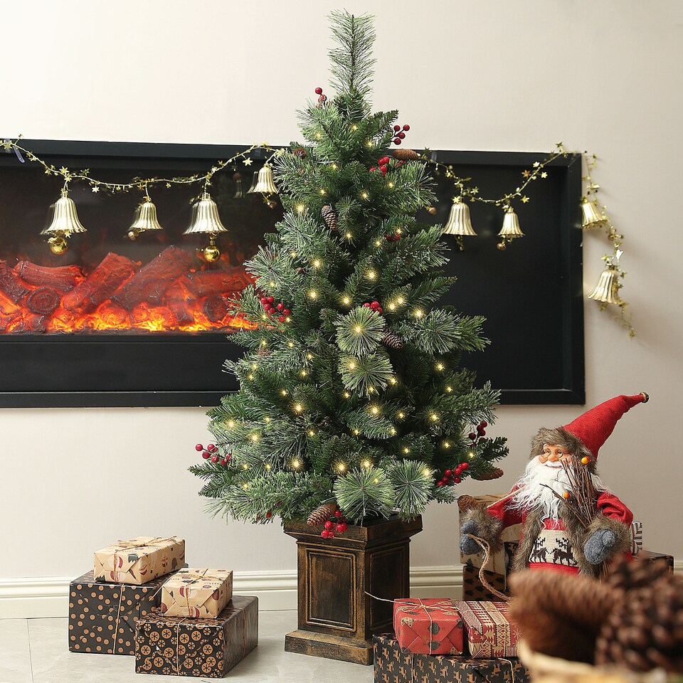 image 1 of HOMCOM 1.2m Prelit Christmas Tree with 100 Warm White LED Lights and 8 Modes