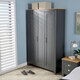 image 4 of Wardrobe 3 Door Bedroom Furniture Clothing Storage Oak Top Wooden Unit Grey | Graphite