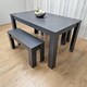 image 5 of Dining Table Set with 2 Benches Dining Room and Kitchen table set of 2 Grey