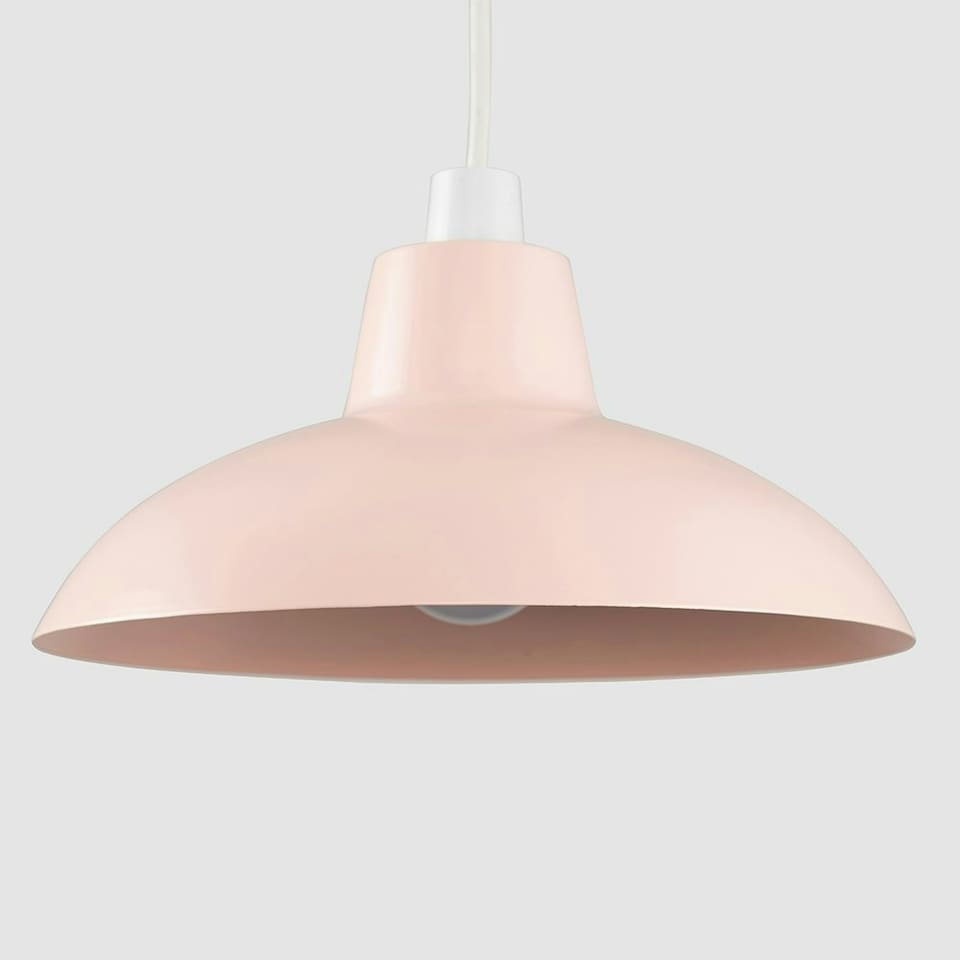 image 1 of ValueLights Pair Of Retro Style Pink Metal Easy Fit Ceiling Pendant Light Shades