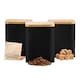 image 3 of Cooks Professional 5 Piece Square Kitchen Storage Cannister Set with Bamboo Lids | Black | Black | 5