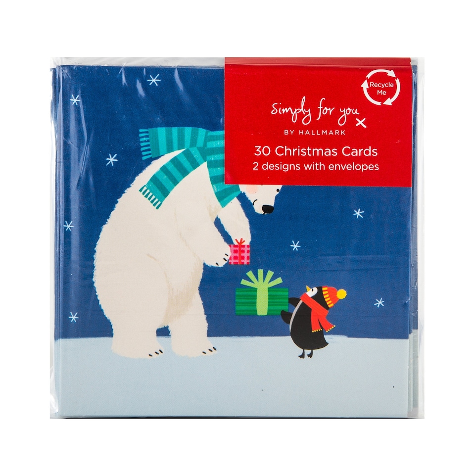 image 1 of Hallmark Pack Of 30 Christmas Cards - 2 Cute 'Simply for You' Designs