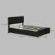 image 7 of HOMCOM Double Bed Frame with Storage and Adjustable Velvet Headboard, Black
