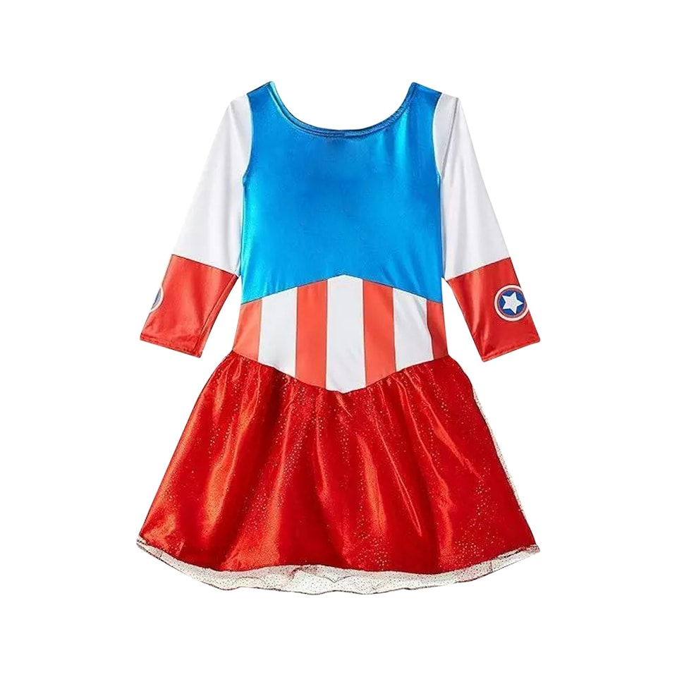 image 1 of Captain America Girls Dream Metallic Costume - Red/Blue/White - 3-4 Years 3