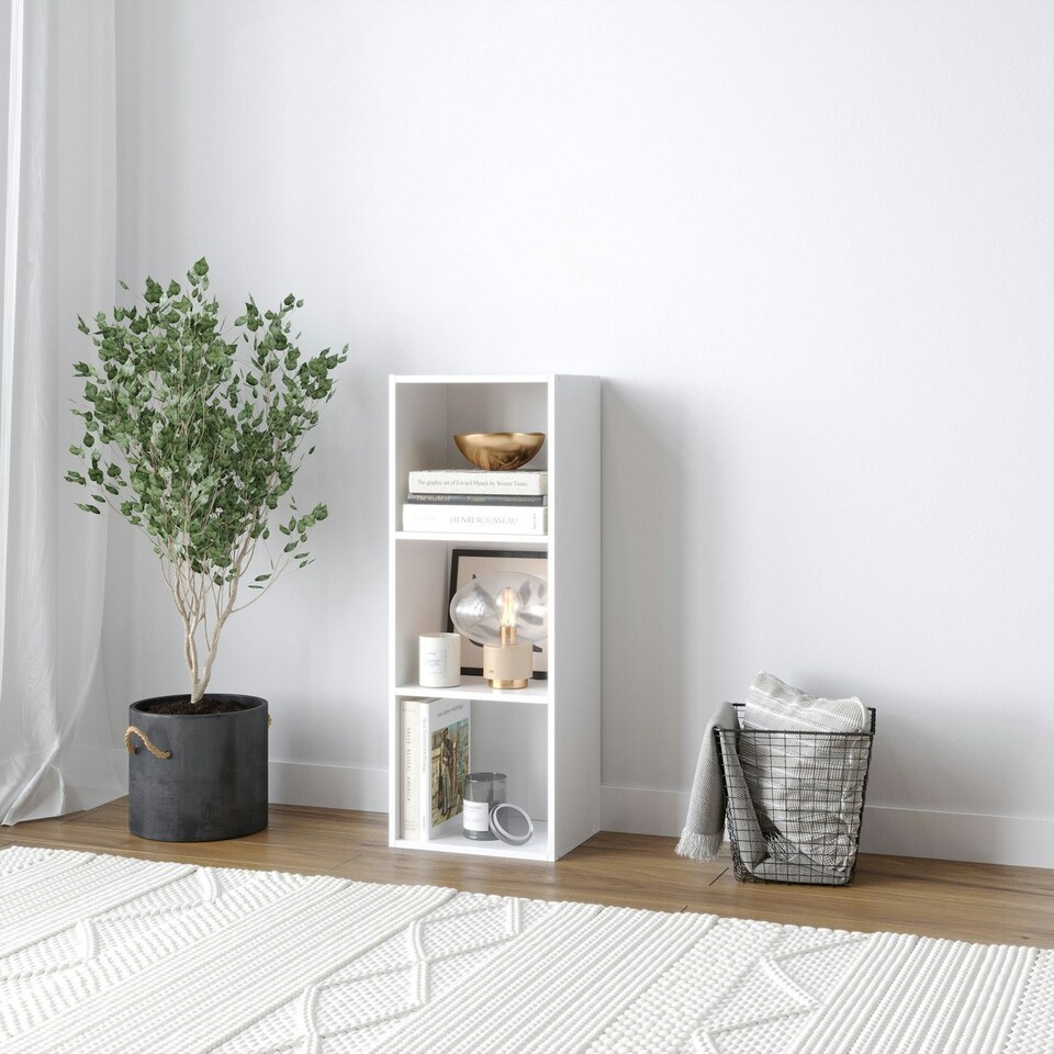 image 1 of 3-Tier Cube Shelving Unit Brown | Unit Colour: Beech