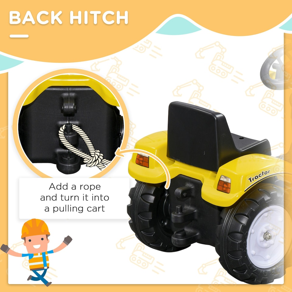 image 1 of HOMCOM Pedal Go Kart Ride On Excavator W/ Front Loader Digger, Four Wheels Child