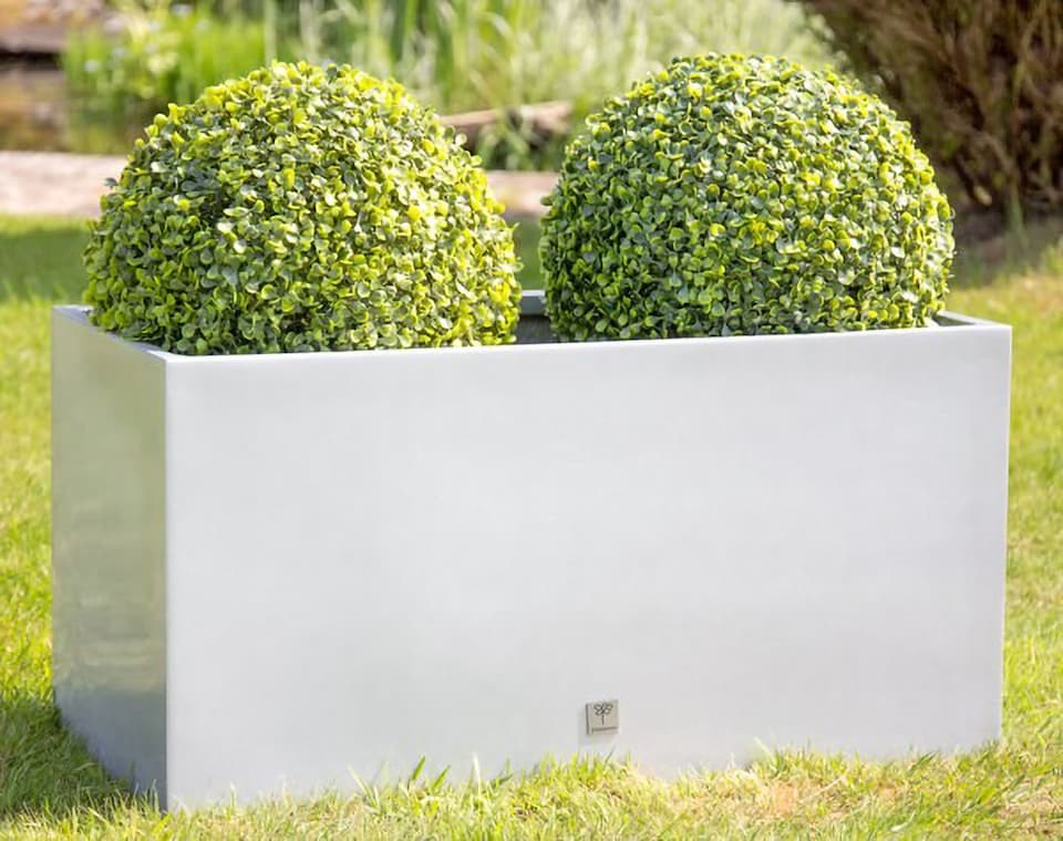 image 1 of Primrose Gloss Fibreglass Trough Planter in White 80cm