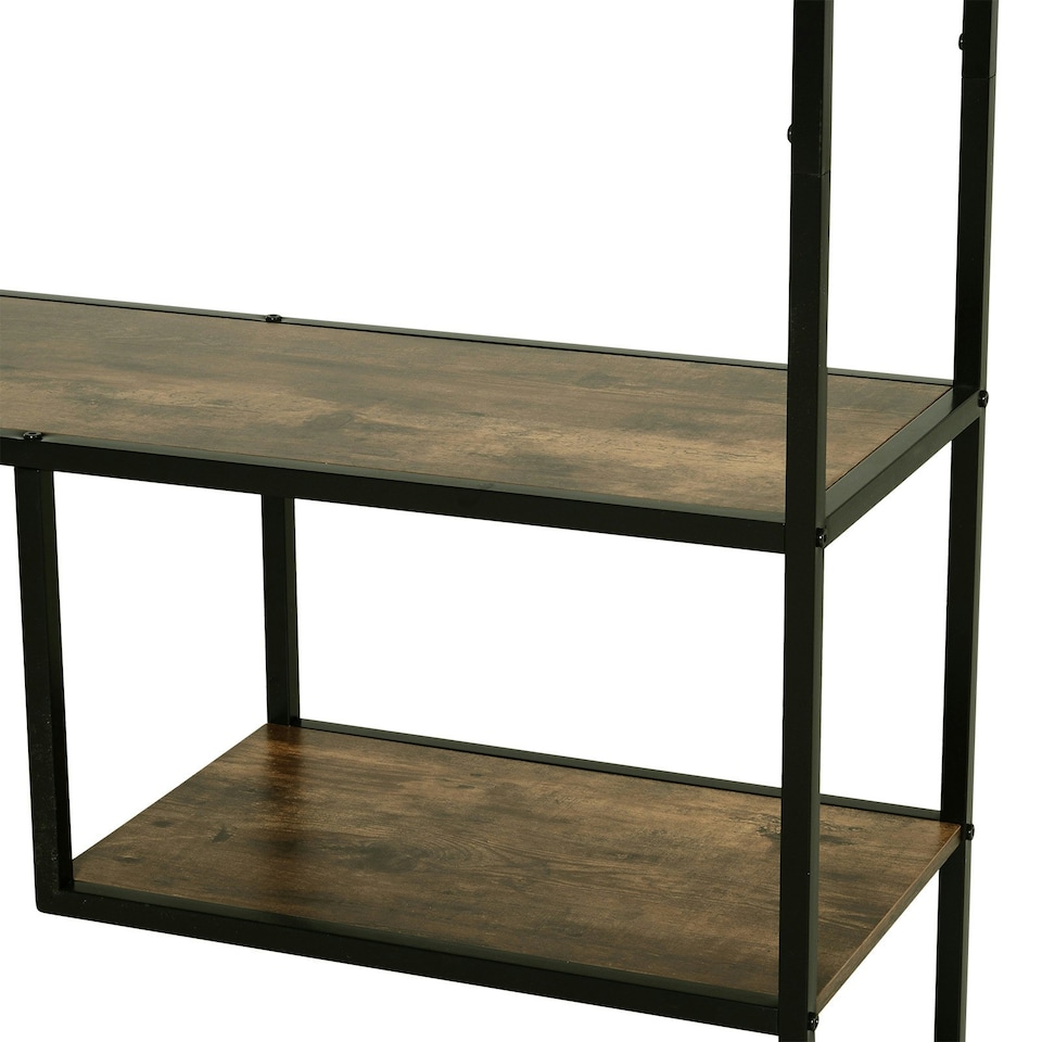 image 1 of HOMCOM Wood Bookshelf Industrial Style 6 Tier Living Room Display Rack Organiser